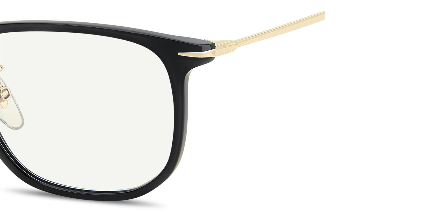 Shop DAVID BECKHAM Talisman Rectangle Eyeglasses in Black online.