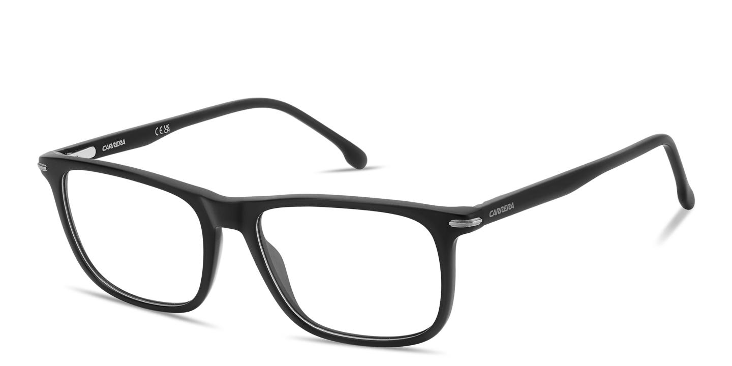 Shop Carrera Logo Print Rectangle Eyeglasses in Black Ruthenium online.