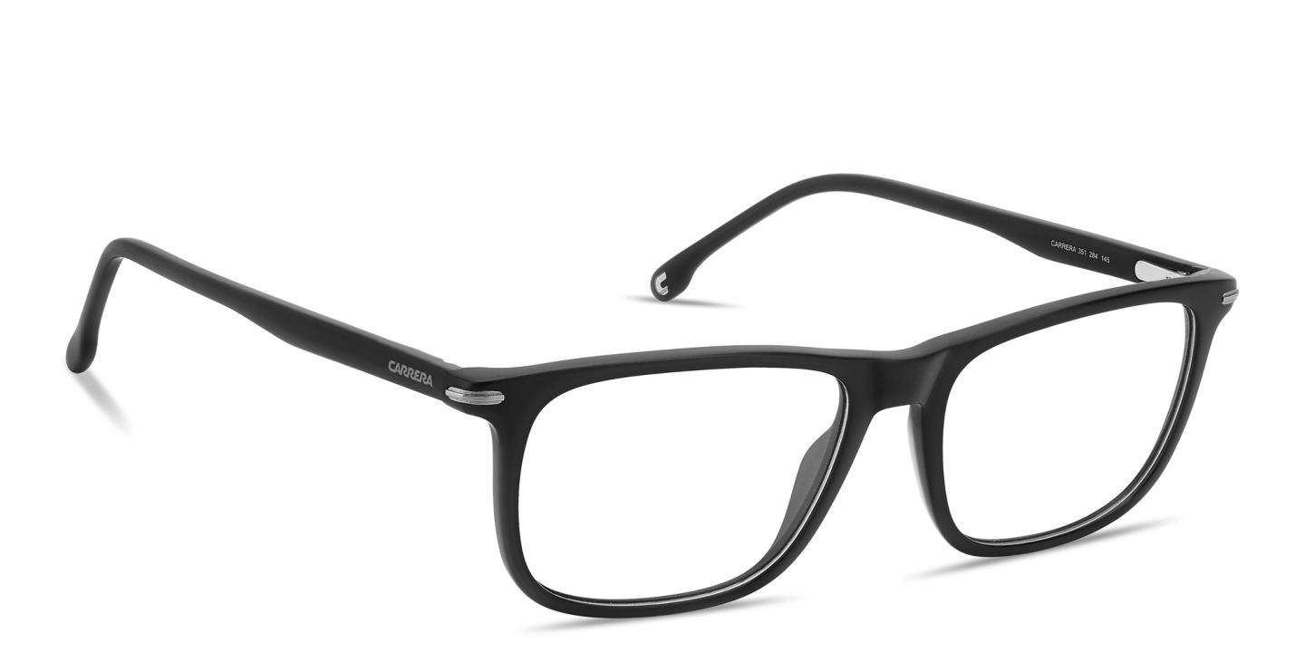 Shop Carrera Logo Print Rectangle Eyeglasses in Black Ruthenium online.
