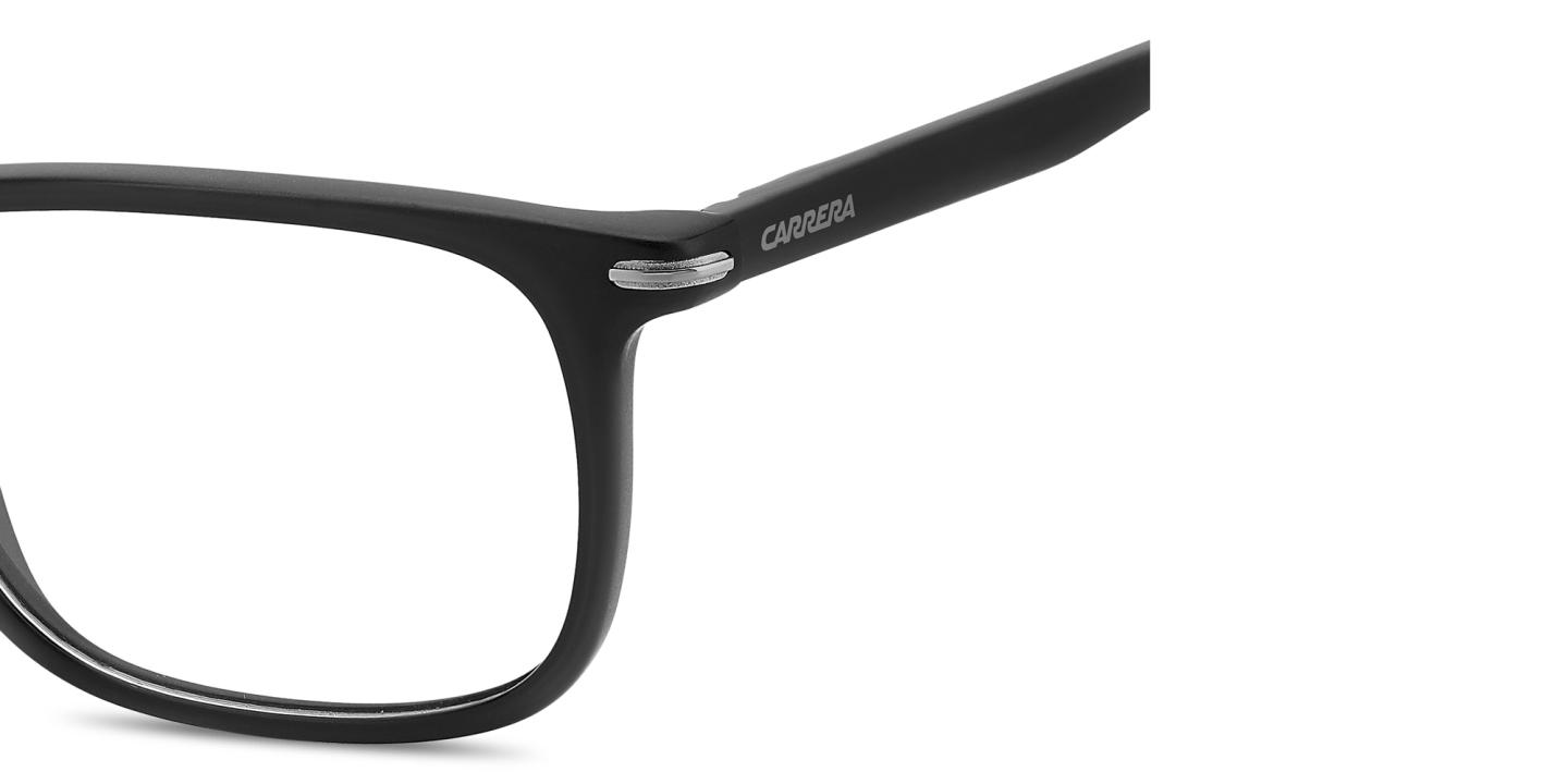 Shop Carrera Logo Print Rectangle Eyeglasses in Black Ruthenium online.