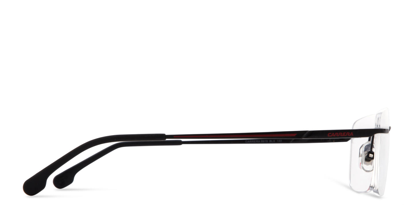 Shop Carrera Logo Lettering Wide Rimless Rectangle Eyeglasses in Black online.