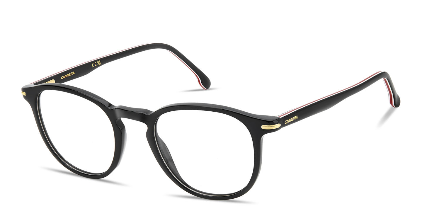 Shop Carrera Logo Print Panthos Eyeglasses in Black Ruthenium online.