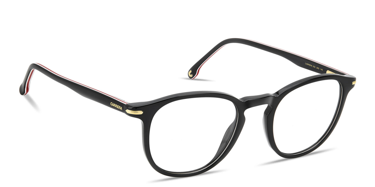 Shop Carrera Logo Print Panthos Eyeglasses in Black Ruthenium online.