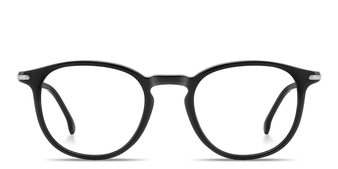 Shop Carrera Logo Print Panthos Eyeglasses in Black online.