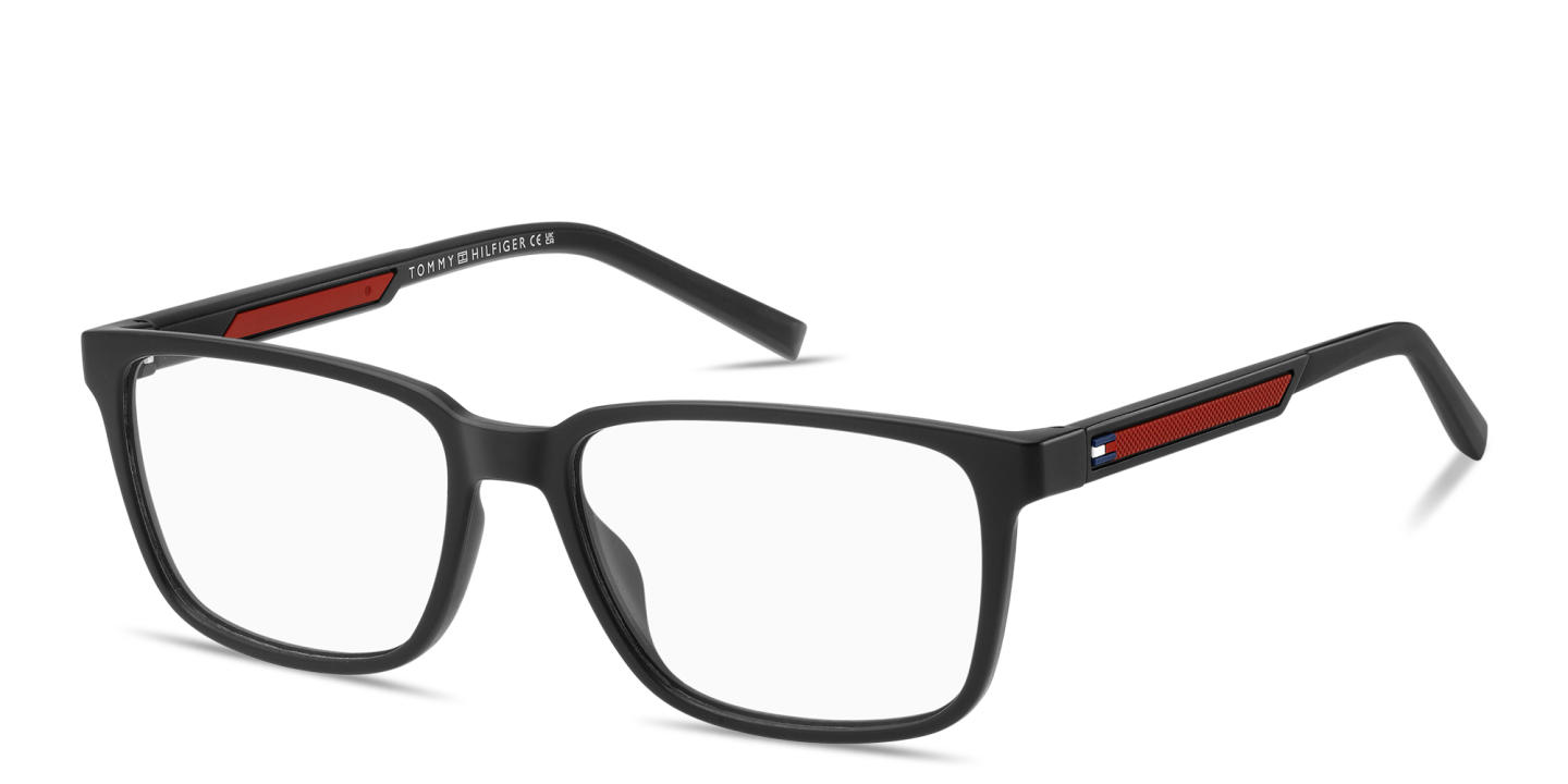 Tommy Hilfiger Logo Rectangle Eyeglasses in Black – Product Photo 1