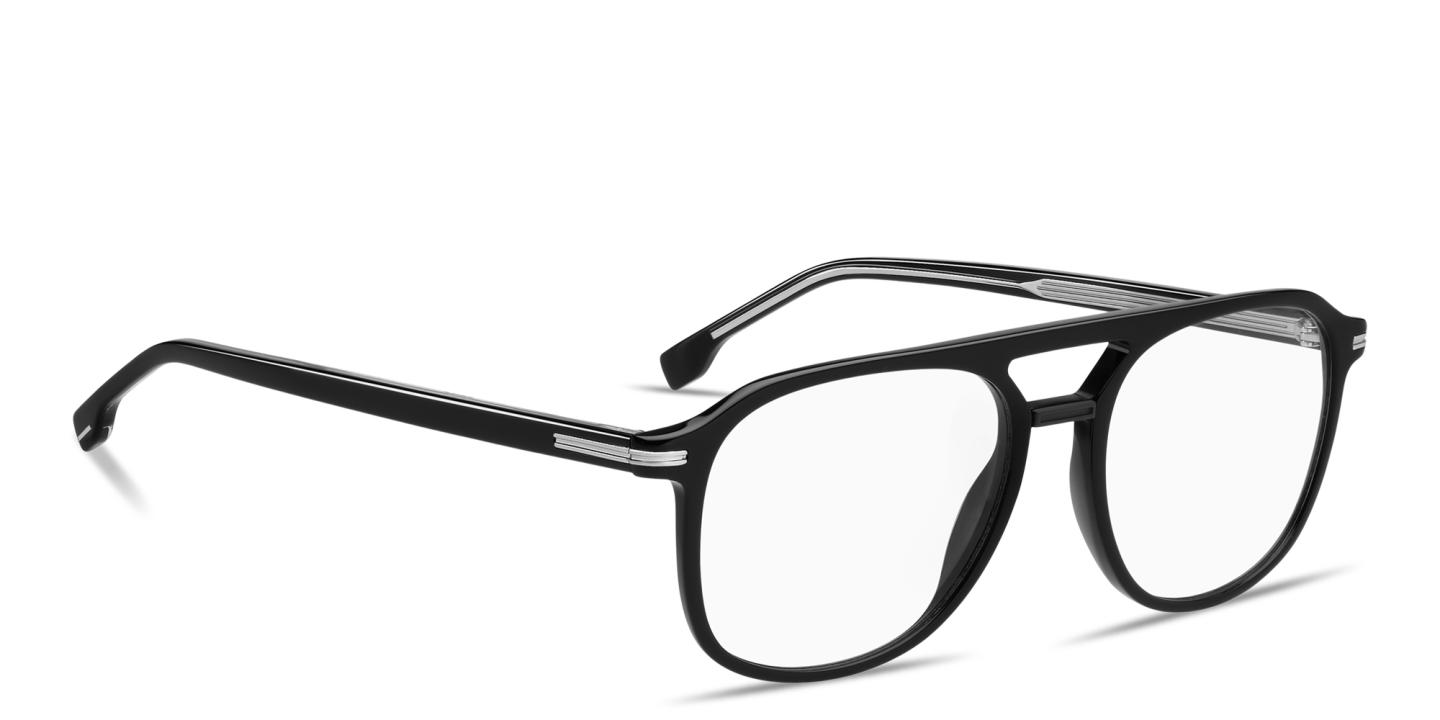 Shop Hugo Boss Logo Lettering Square Eyeglasses in Black online.