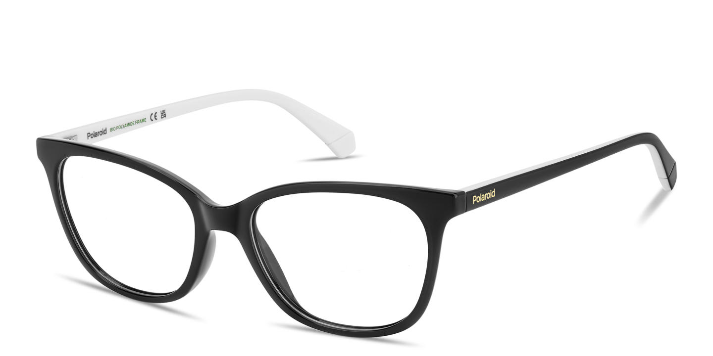 Polaroid Logo Lettering Rectangle Eyeglasses in Black – Product Photo 1