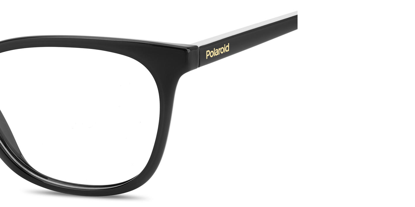 Polaroid Logo Lettering Rectangle Eyeglasses in Black – Product Photo 3
