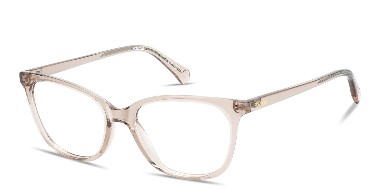 Polaroid Logo Lettering Rectangle Eyeglasses in Transparent Nude – Product Photo 1