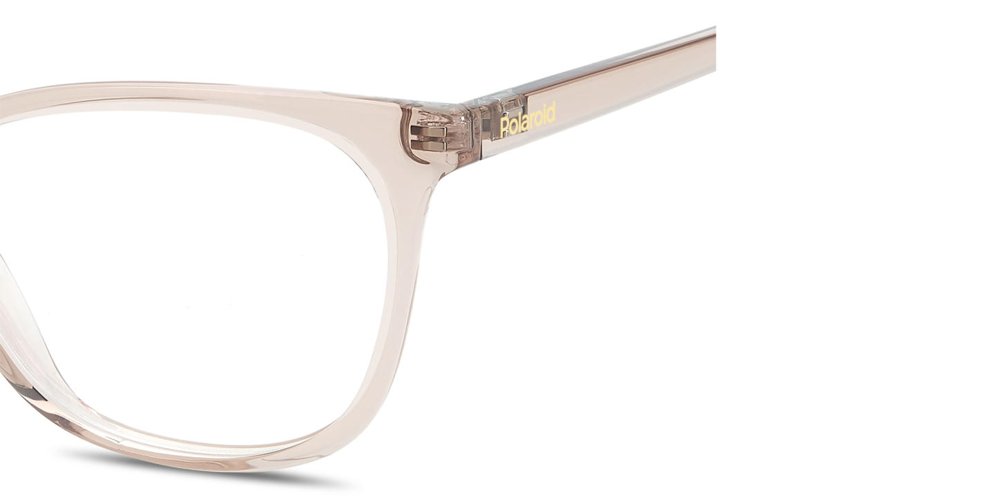 Polaroid Logo Lettering Rectangle Eyeglasses in Transparent Nude – Product Photo 3