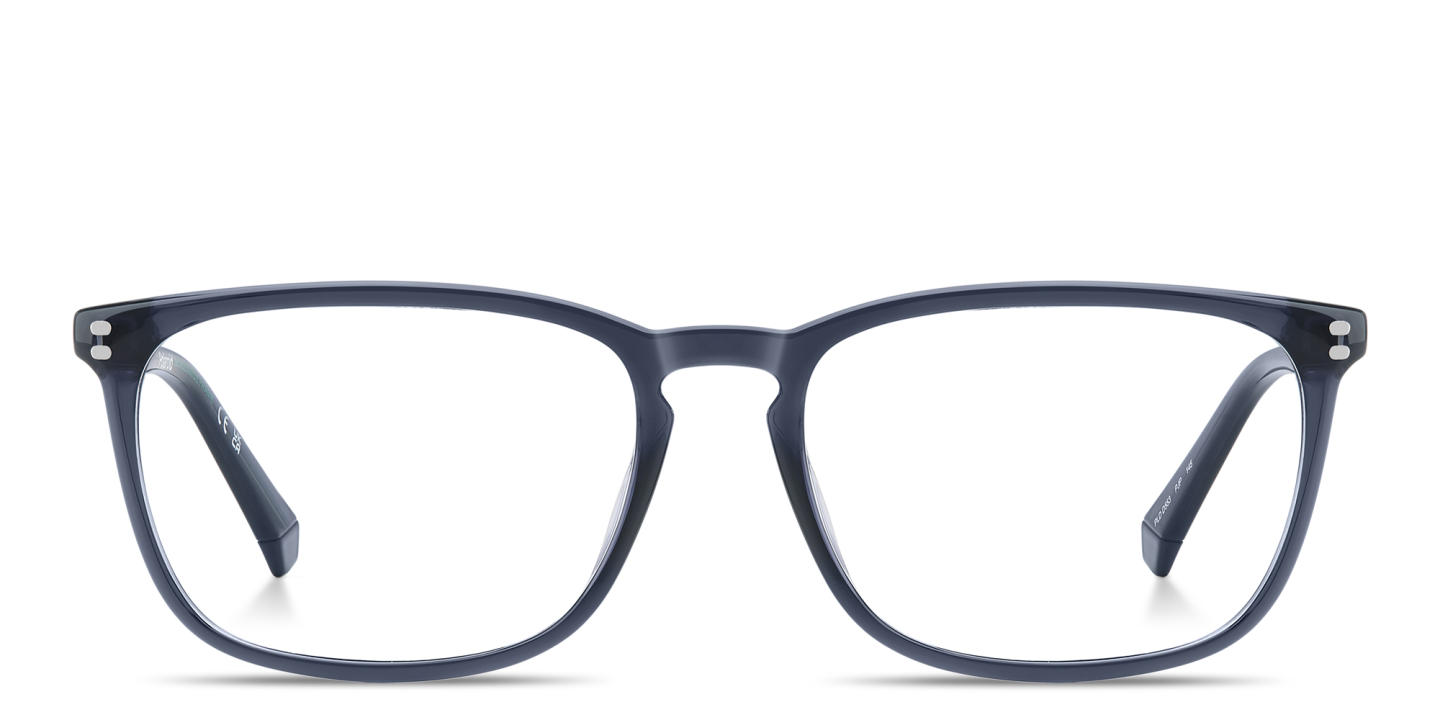 Shop Polaroid Logo Lettering Rectangle Eyeglasses in Blue online.