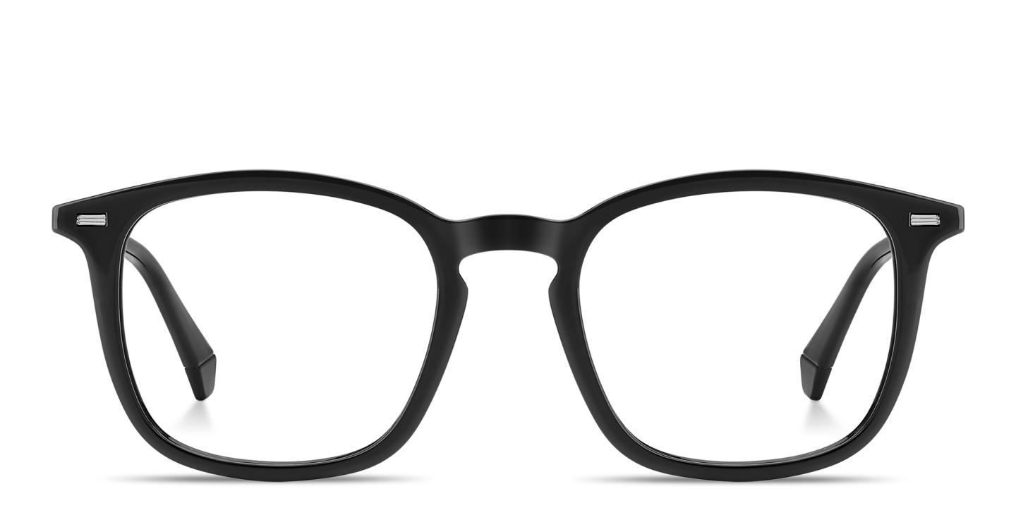 Shop Polaroid Logo Lettering Square Eyeglasses in Black online.