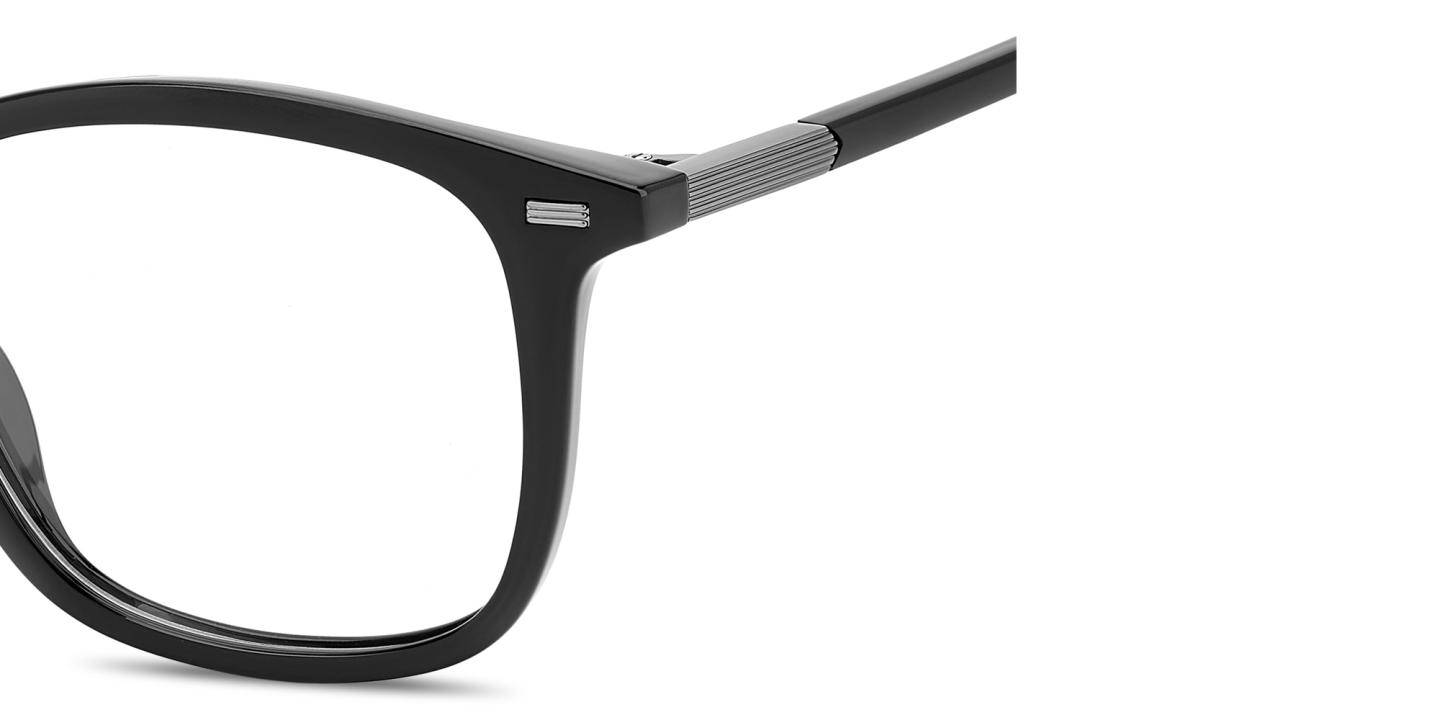 Shop Polaroid Logo Lettering Square Eyeglasses in Black online.
