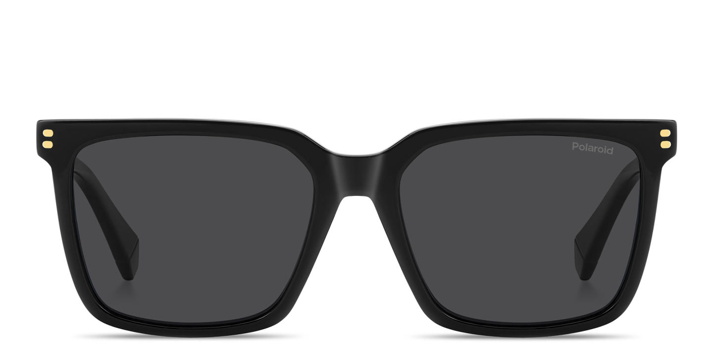 Shop Polaroid Clip-On Unisex Rectangle Eyeglasses in Black online.