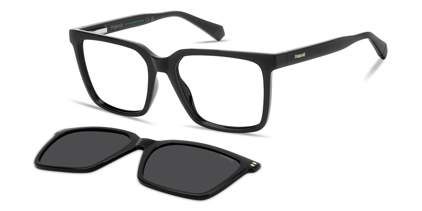 Polaroid Clip-On Unisex Rectangle Eyeglasses in Black – Product Photo 4