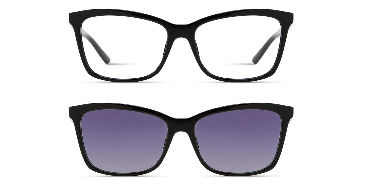 Shop Guess G Logo Clip-On Square Eyeglasses in Black online.