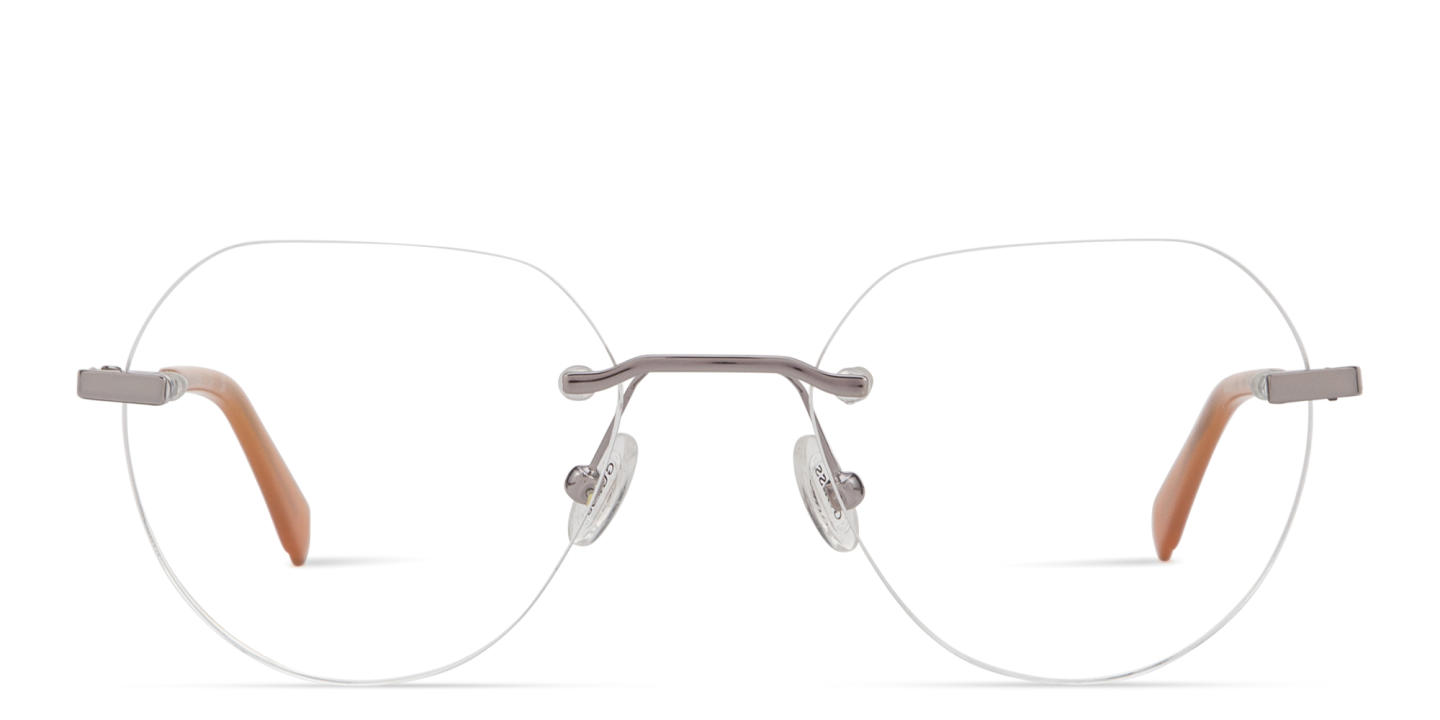 Shop Guess G Logo Rimless Panthos Eyeglasses in Gunmetal online.