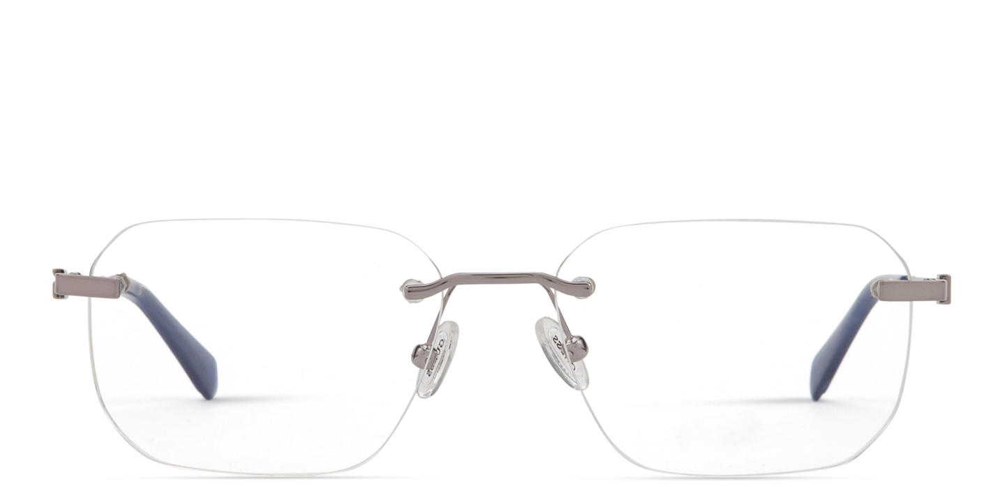 Shop Guess G Logo Rimless Irregular Eyeglasses in Gunmetal online.