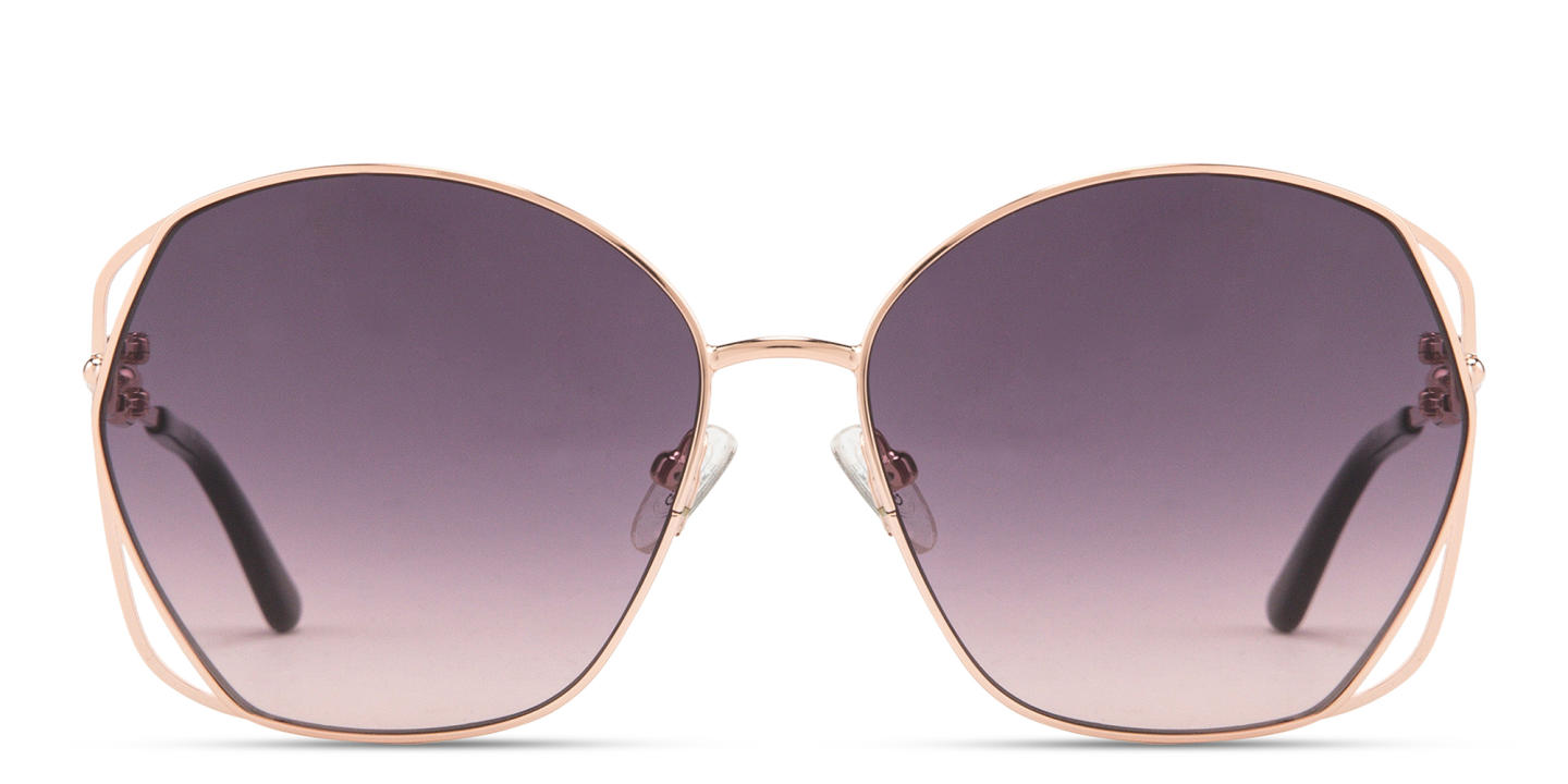 Shop Guess Chain-Embellished Oversized Irregular Sunglasses in Rose Gold online.