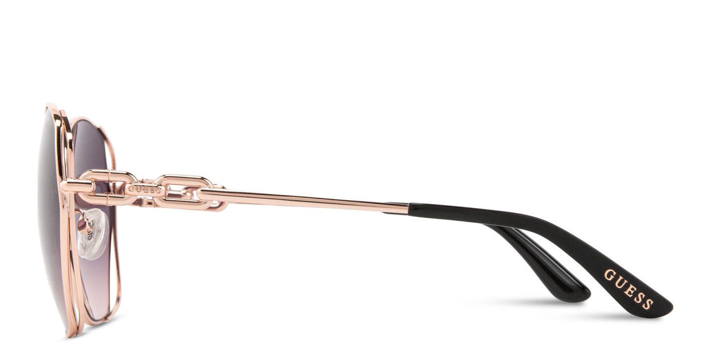 Shop Guess Chain-Embellished Oversized Irregular Sunglasses in Rose Gold online.