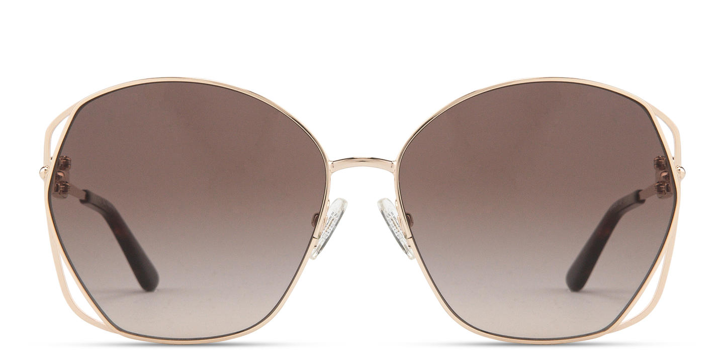 Shop Guess Chain-Embellished Oversized Irregular Sunglasses in Gold online.