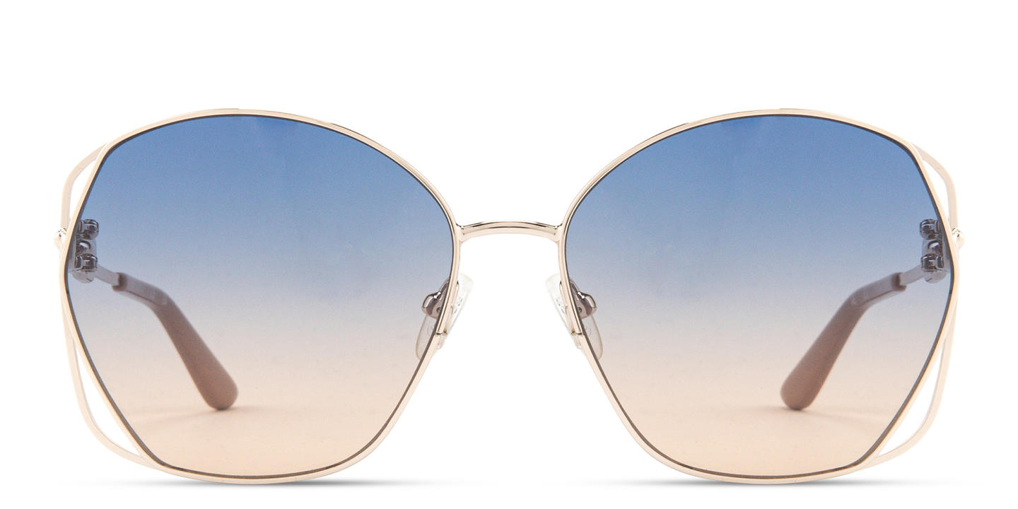 Shop Guess Chain-Embellished Oversized Irregular Sunglasses in Gold online.