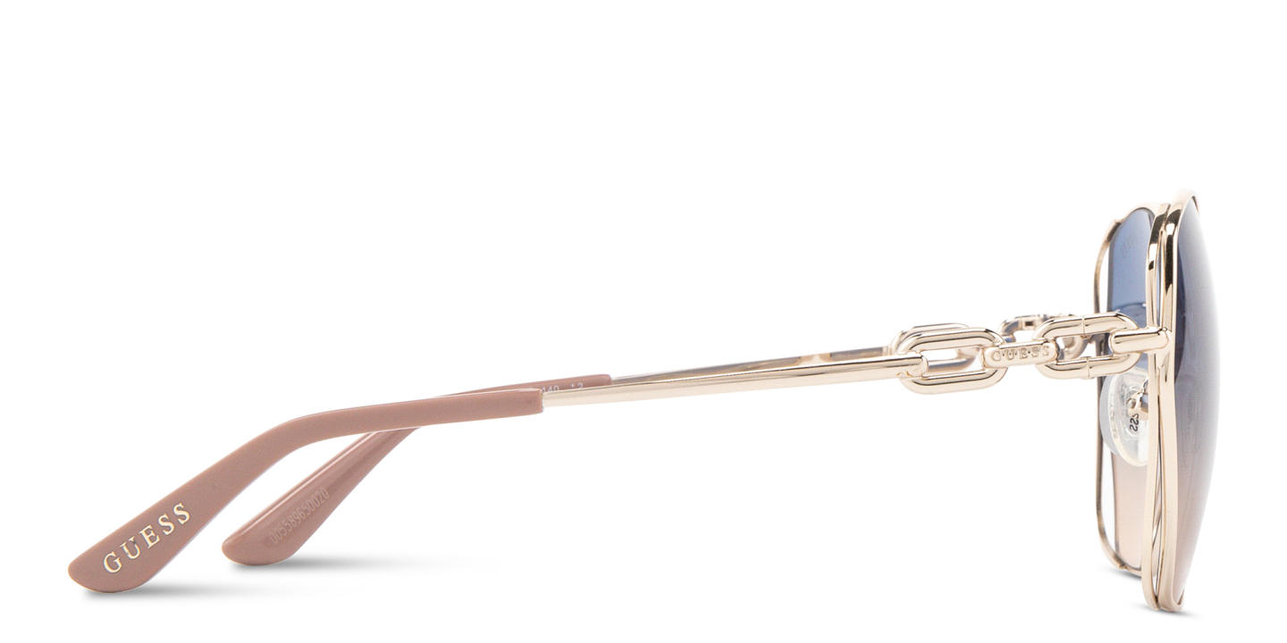 Shop Guess Chain-Embellished Oversized Irregular Sunglasses in Gold online.