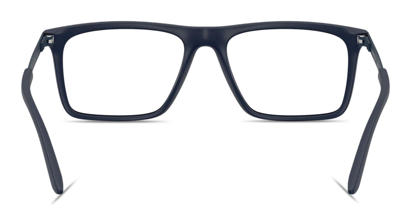 Shop Emporio Armani Eagle Logo Square Eyeglasses in Matte Blue online.