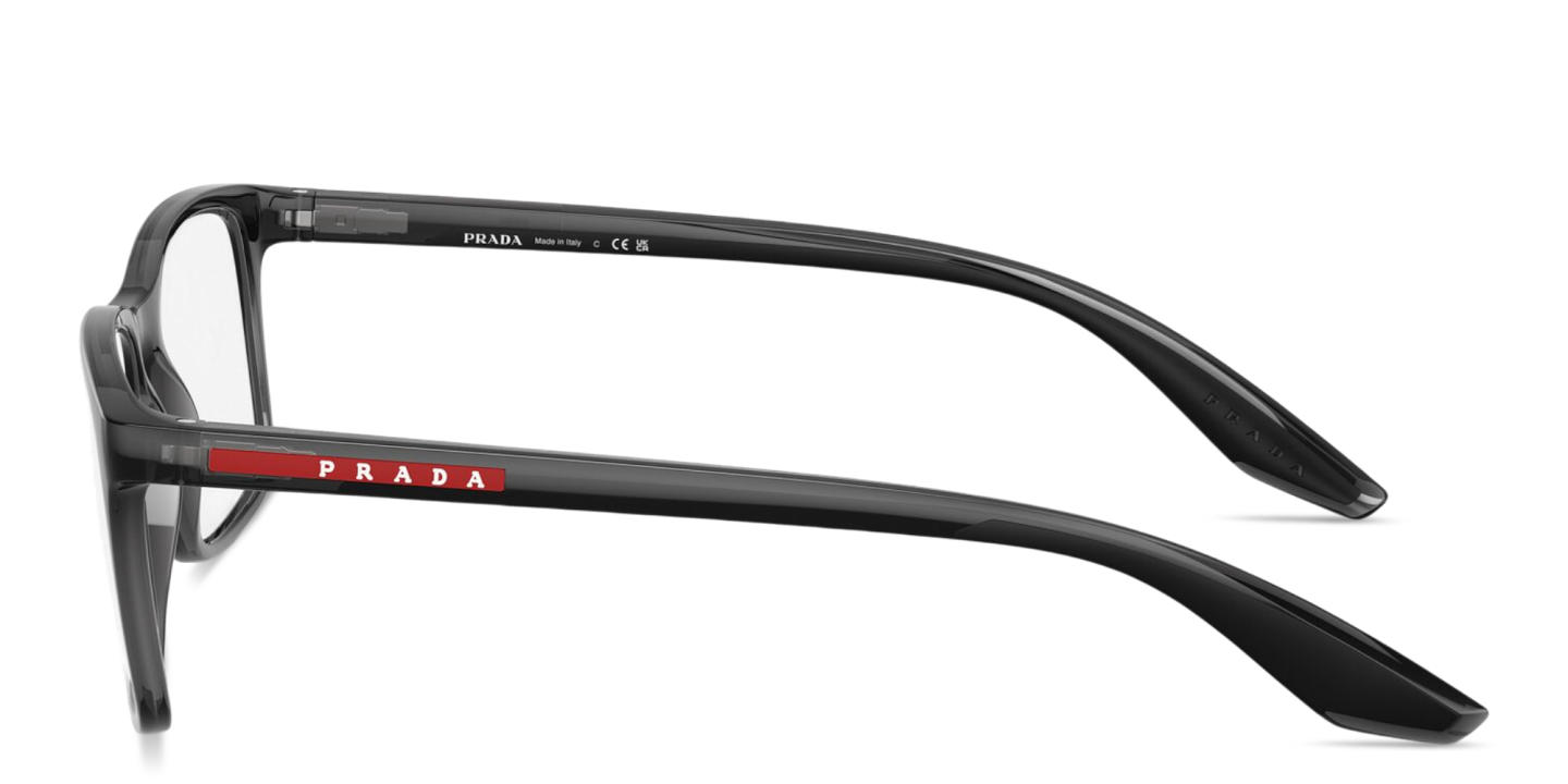 Shop Prada Linea Rossa Logo Lettering Pillow Eyeglasses in Crystal Grey online.