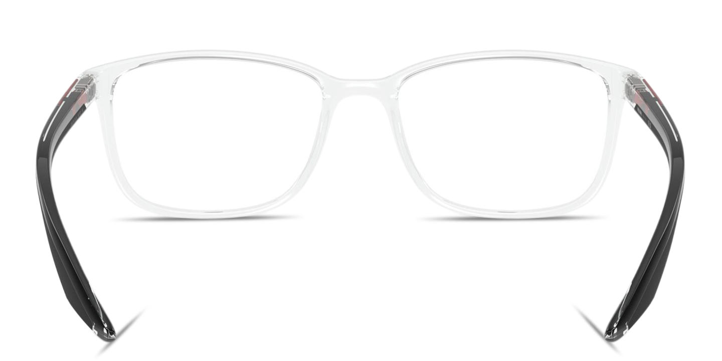 Shop Prada Linea Rossa Logo Signature Wide Pillow Eyeglasses in Clear online.