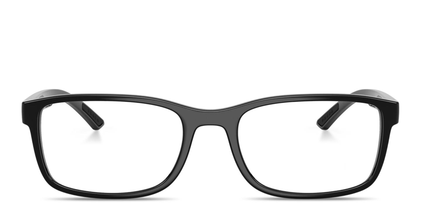 Shop Prada Linea Rossa Logo Signature Pillow Eyeglasses in Black online.