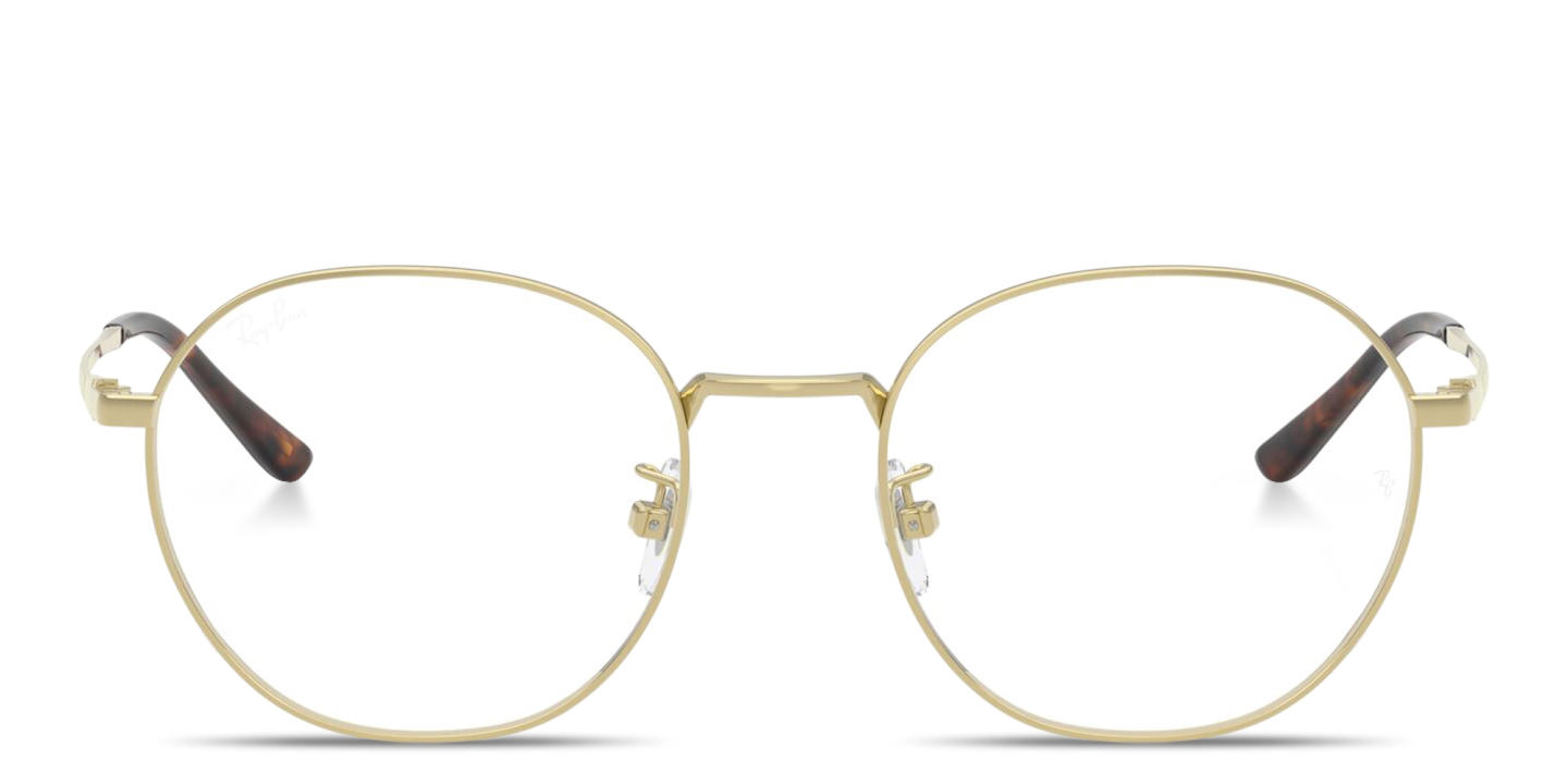Shop Ray-Ban Optics Titanium Unisex Square Eyeglasses in Pale Gold online.