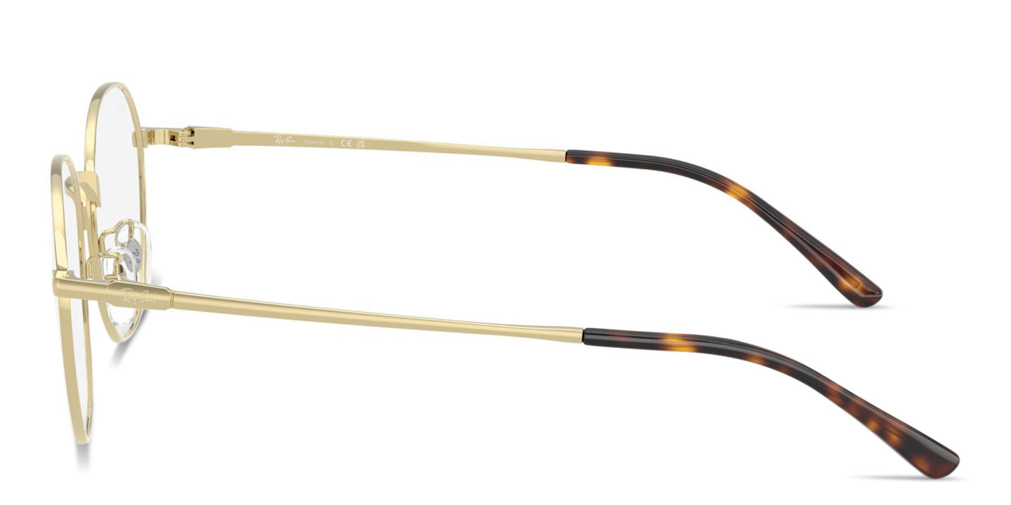 Shop Ray-Ban Optics Titanium Unisex Square Eyeglasses in Pale Gold online.