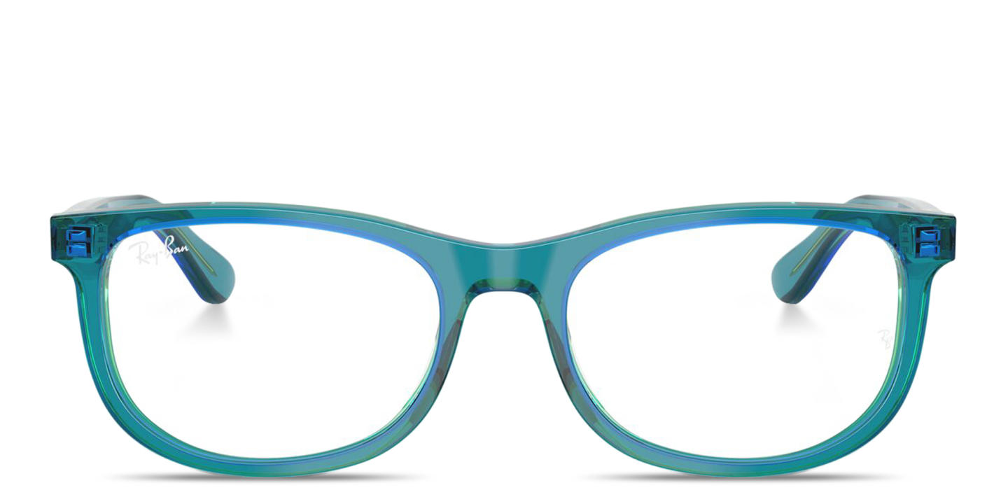 Shop Ray-Ban Junior Optics Kids Pillow Eyeglasses in Transparent Blue online.