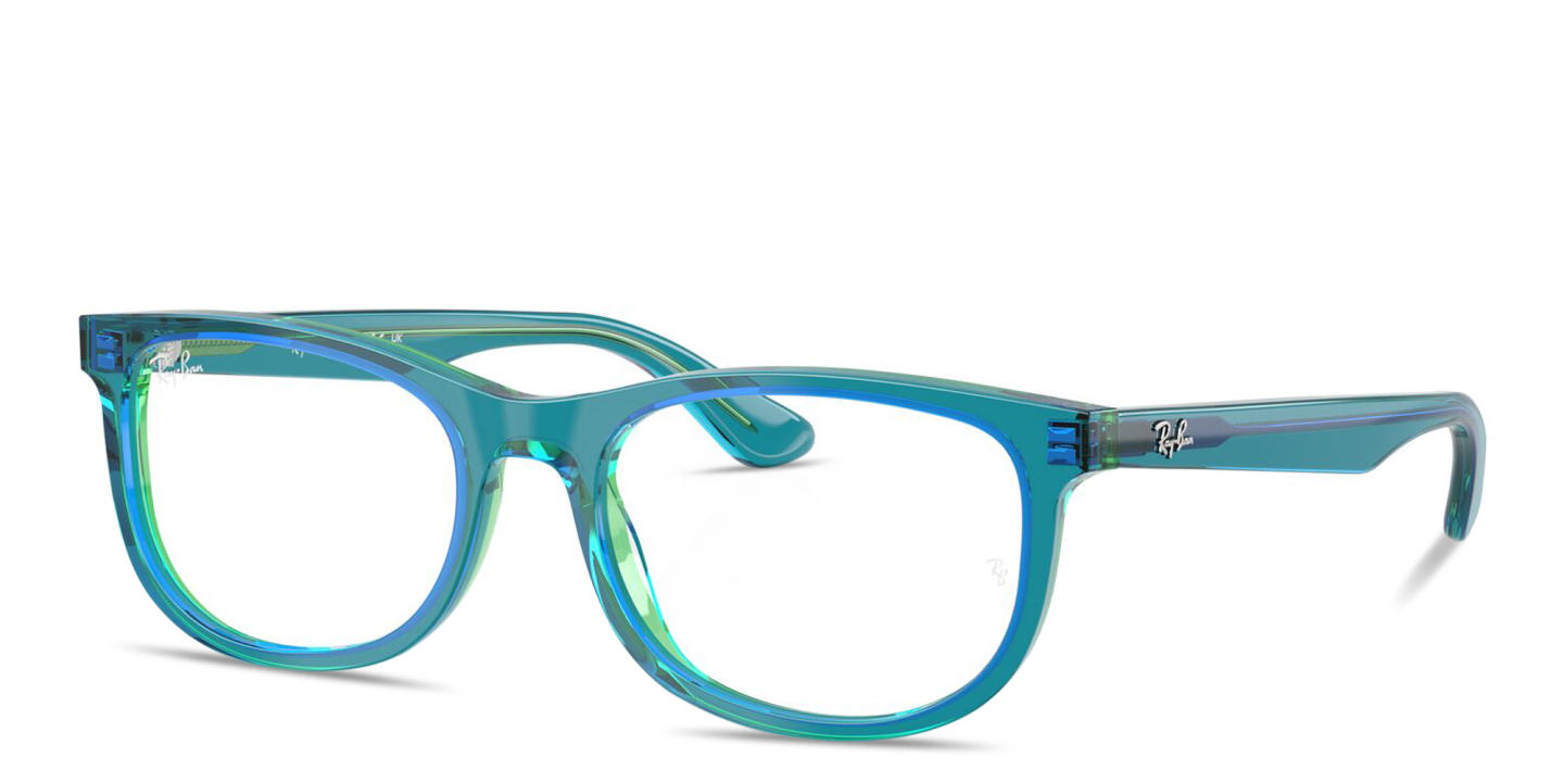 Shop Ray-Ban Junior Optics Kids Pillow Eyeglasses in Transparent Blue online.