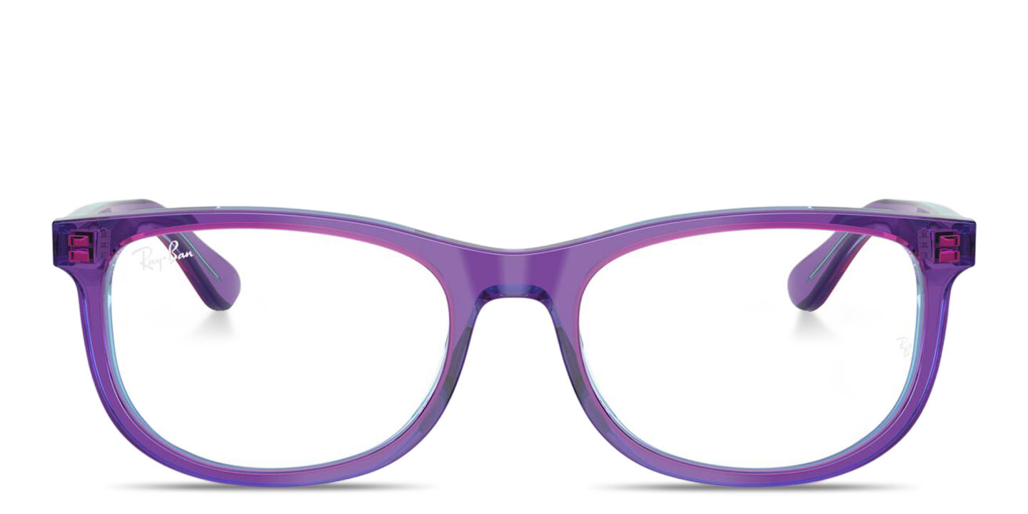 Shop Ray-Ban Junior Optics Kids Pillow Eyeglasses in Transparent Violet online.