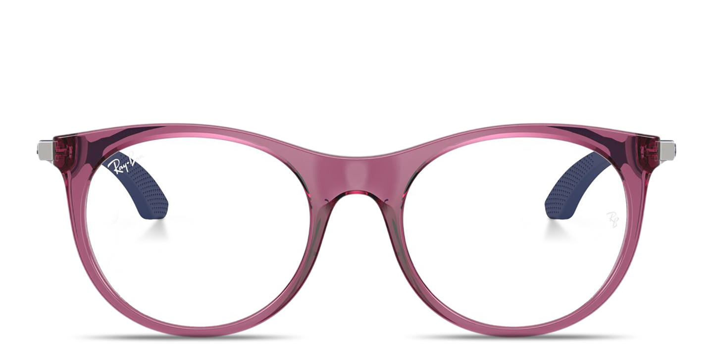 Shop Ray-Ban Junior Optics Kids Panthos Eyeglasses in Transparent Violet online.