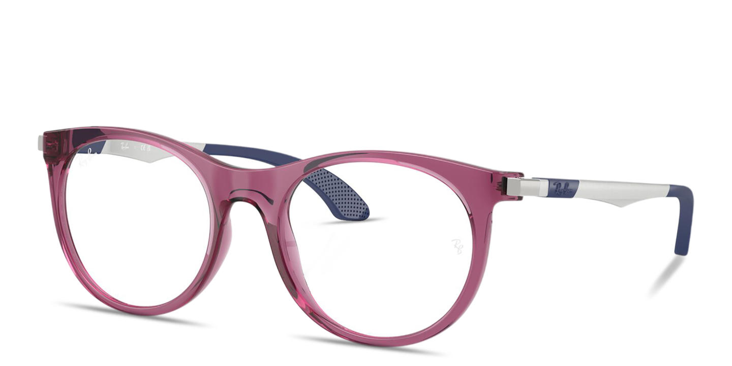 Shop Ray-Ban Junior Optics Kids Panthos Eyeglasses in Transparent Violet online.