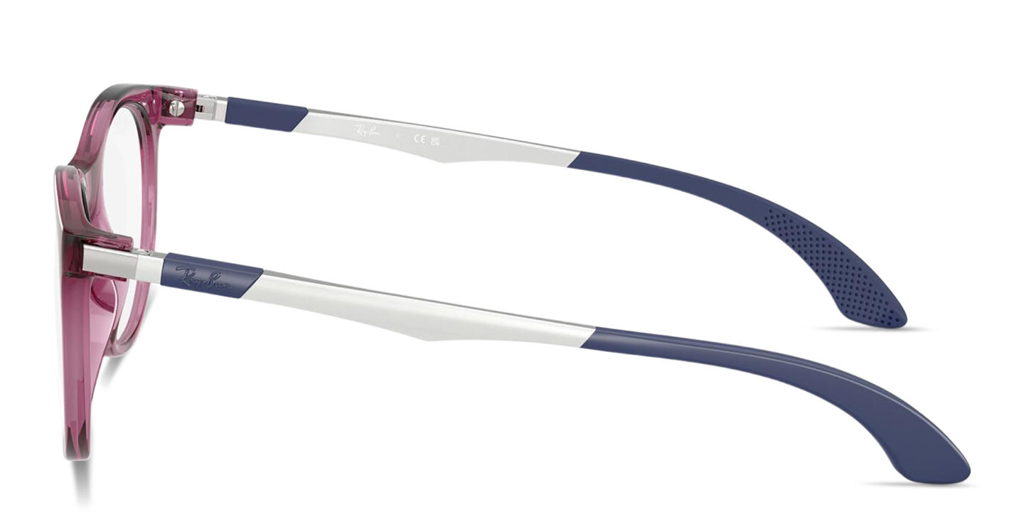 Shop Ray-Ban Junior Optics Kids Panthos Eyeglasses in Transparent Violet online.