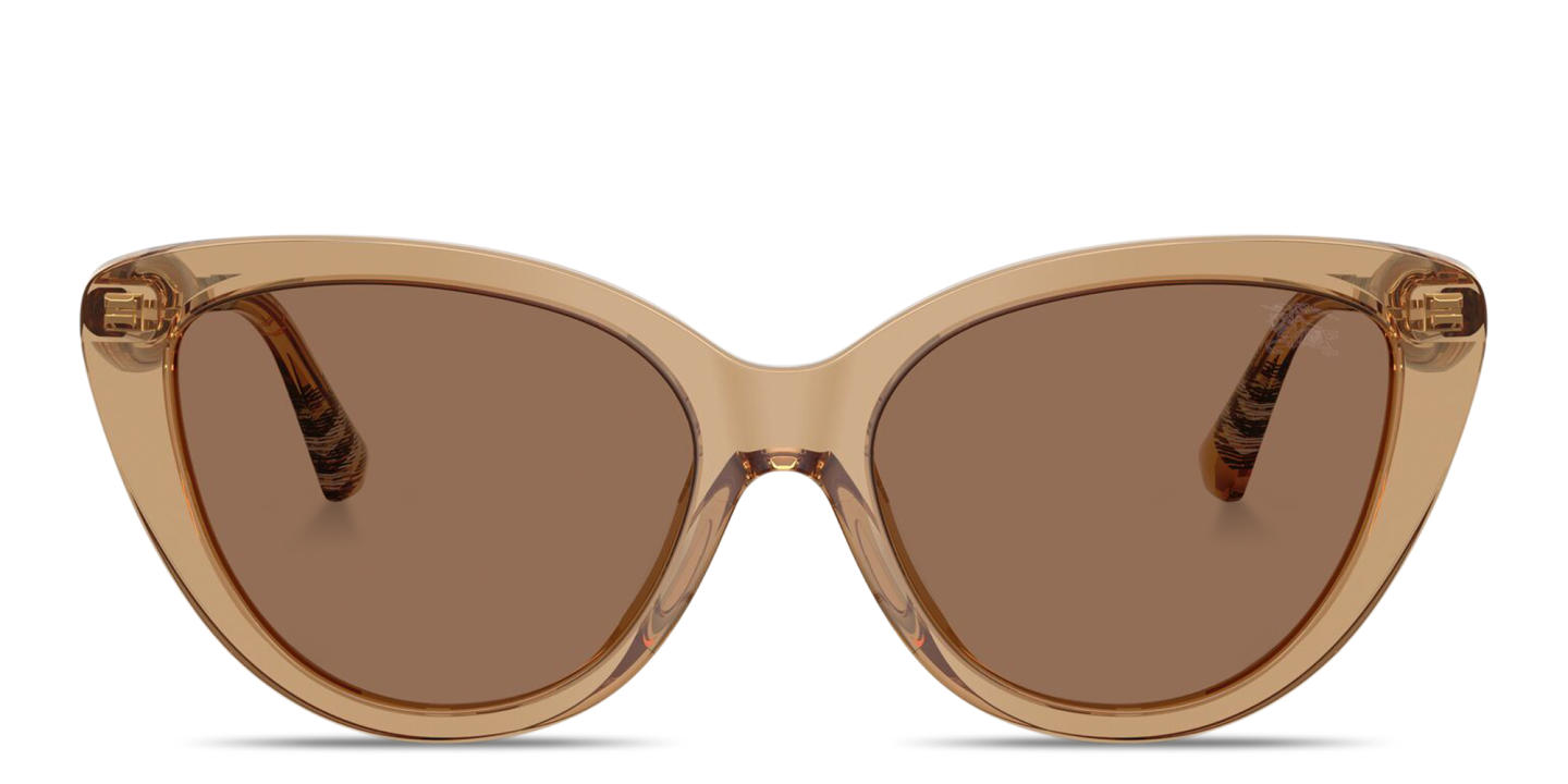 Shop BURBERRY Vintage Check Cat-Eye Sunglasses in Transparent Brown online.