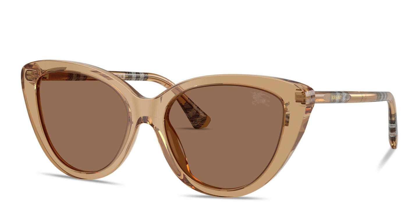 BURBERRY Vintage Check Cat-Eye Sunglasses in Transparent Brown – Product Photo 1