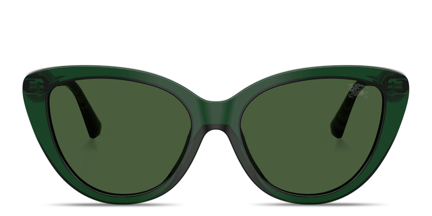 BURBERRY Logo Lettering Cat-Eye Sunglasses in Transparent Green – Product Photo 0