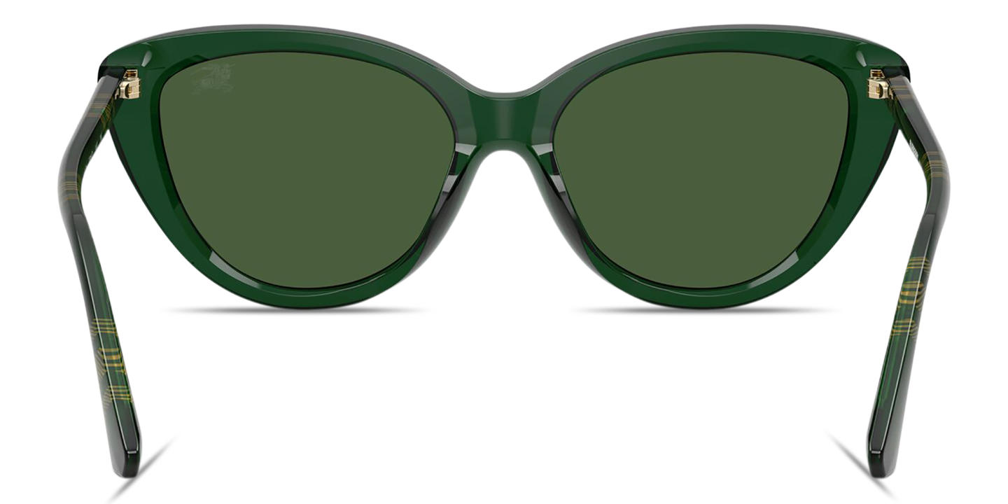BURBERRY Logo Lettering Cat-Eye Sunglasses in Transparent Green – Product Photo 3