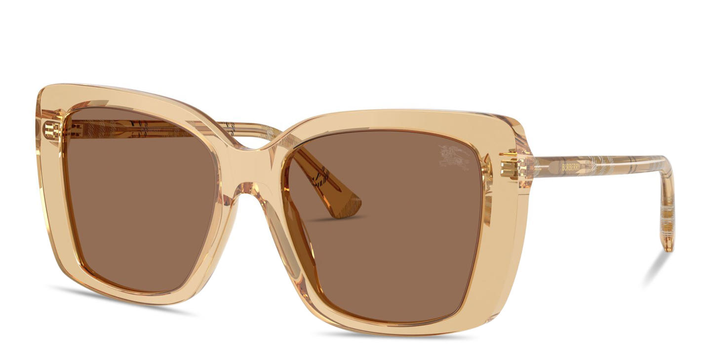 BURBERRY Vintage Check Oversized Square Sunglasses in Transparent Brown – Product Photo 1