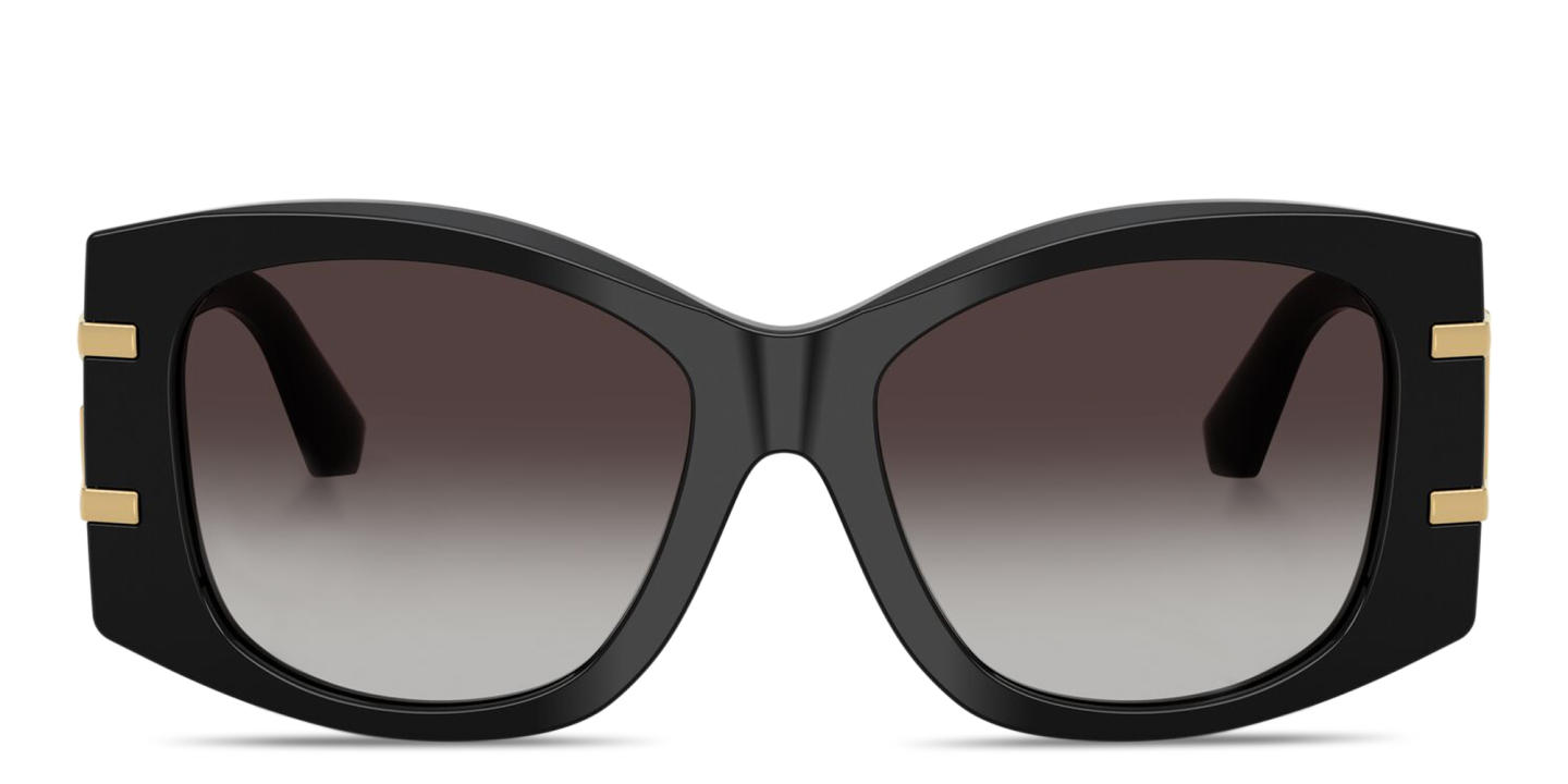Shop Dolce & Gabbana DG Logo Cat-Eye Sunglasses in Black online.