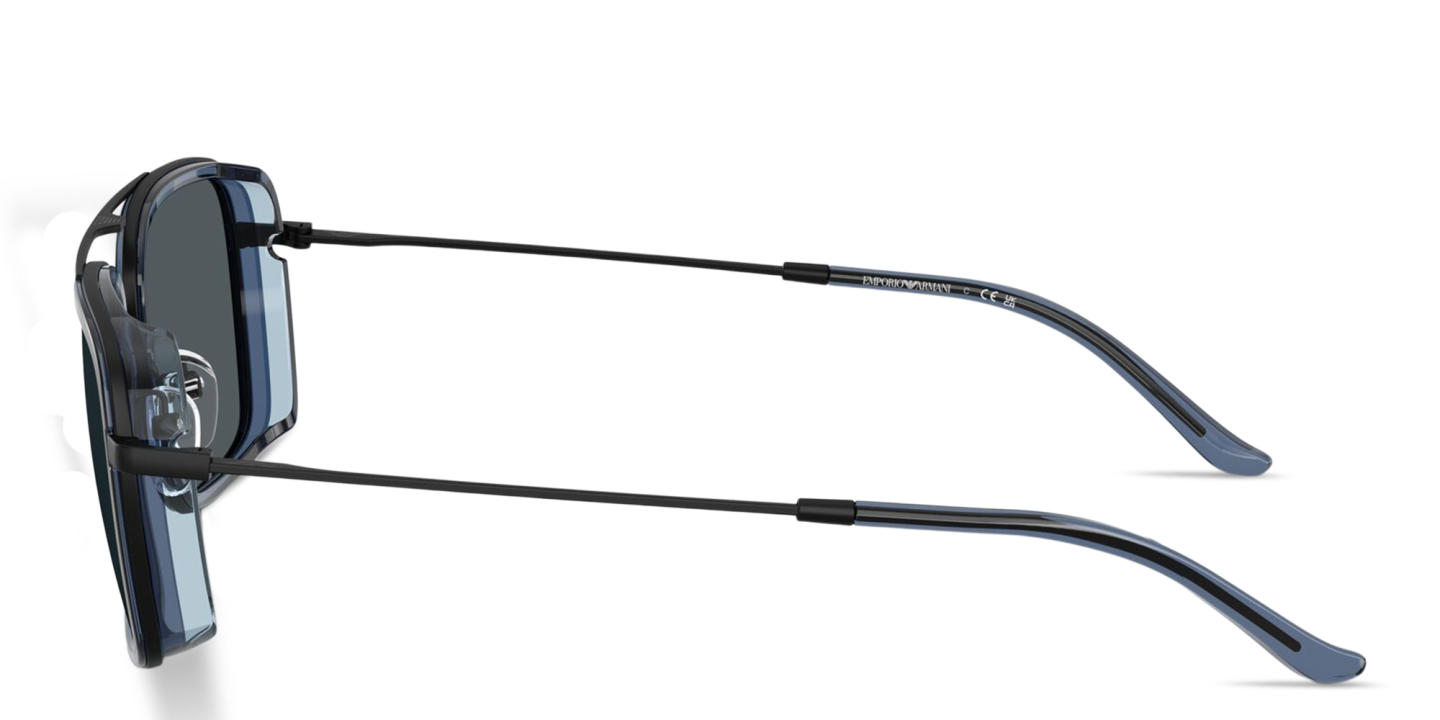 Shop Emporio Armani Eagle Logo Square Sunglasses in Black online.