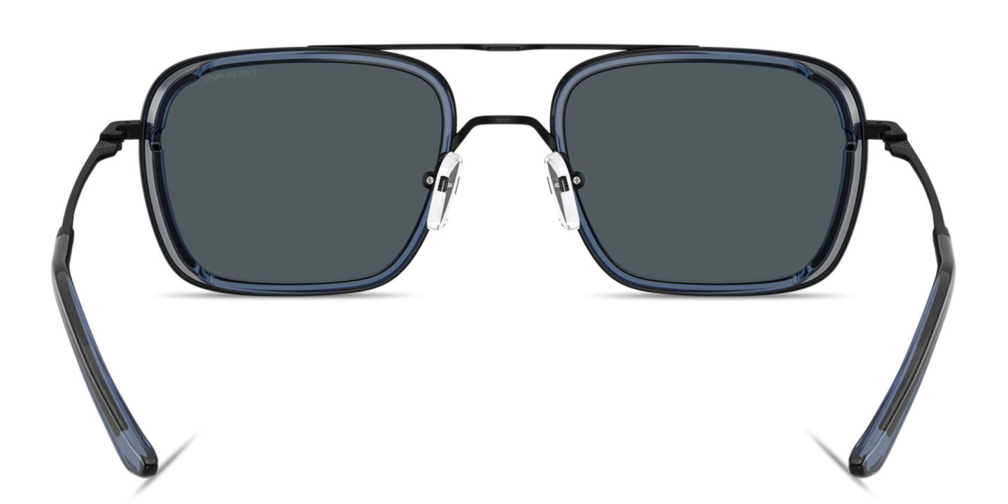 Shop Emporio Armani Eagle Logo Square Sunglasses in Black online.