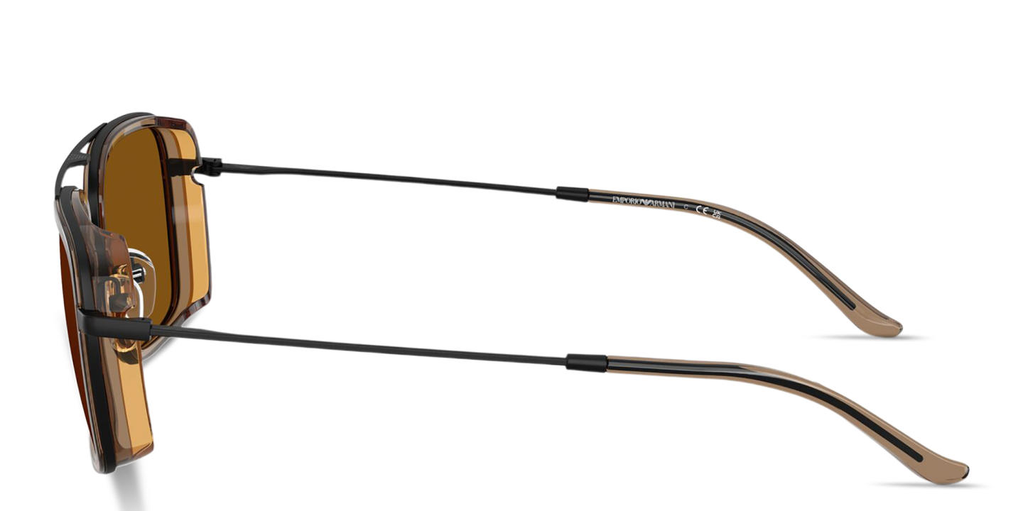 Shop Emporio Armani Eagle Logo Square Sunglasses in Black online.