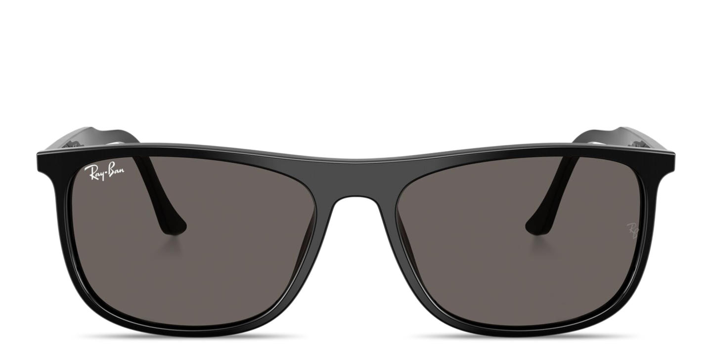 Shop Ray-Ban Embossed Logo Unisex Rectangle Sunglasses in Black online.