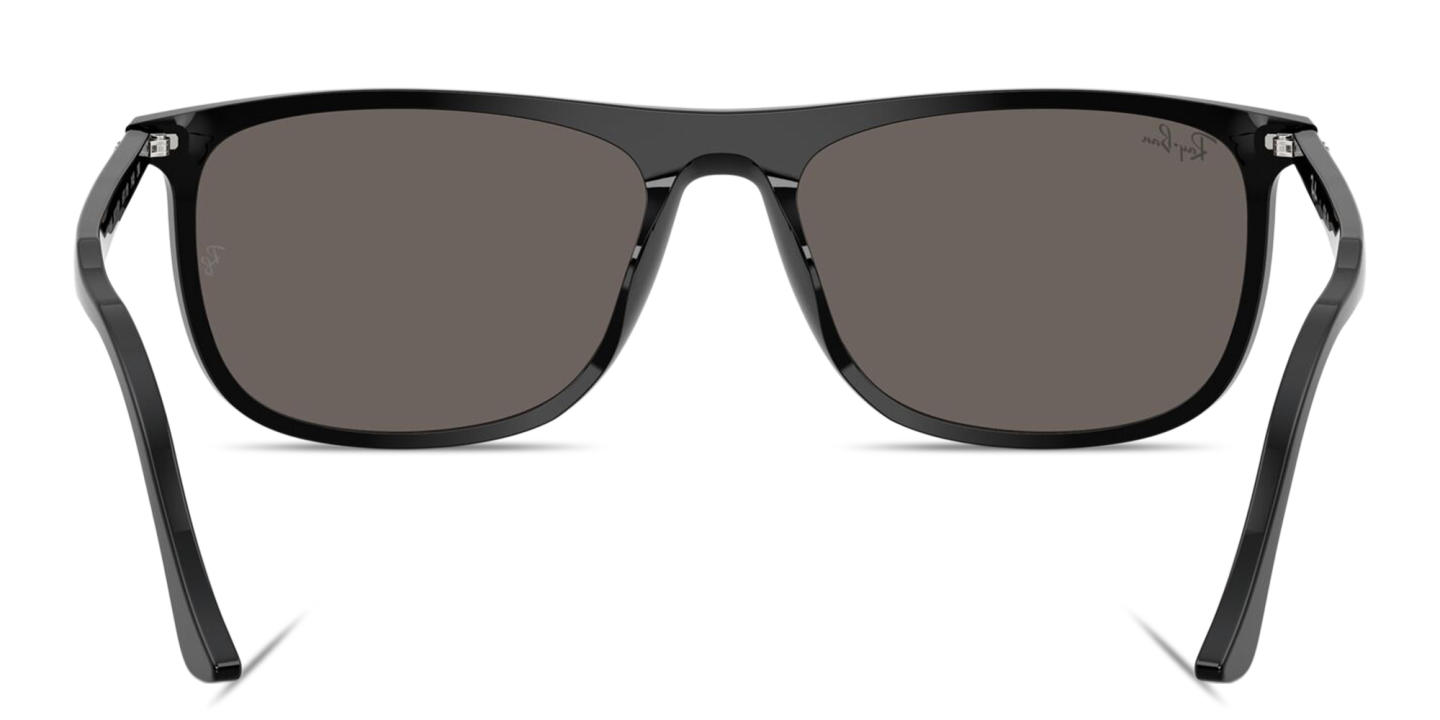 Shop Ray-Ban Embossed Logo Unisex Rectangle Sunglasses in Black online.